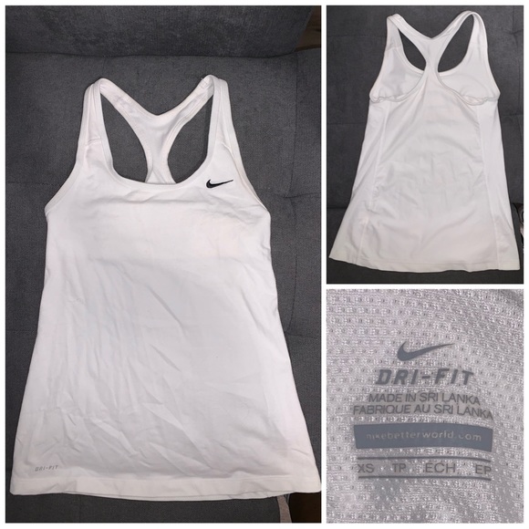 White Nike Dry / Dri Fit Racerback Tank Top - Picture 1 of 1